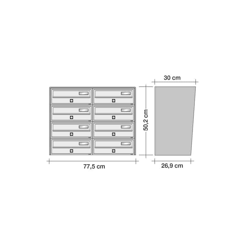 Wall Mounted Post Boxes for Flats External Locking Anthracite Grey - Tocco Di Italia Slim