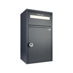 Secure Letter And Parcel Box For Flats And Offices   Starling Grey   With Combination Lock   Angled Shot