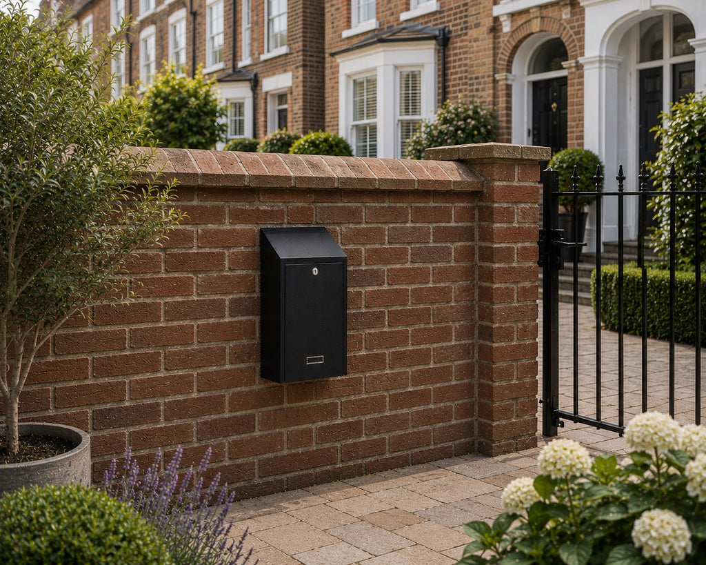 Through Wall Post Box Large Locking Cast Aluminium Weatherproof in Black - Rolle/Nero