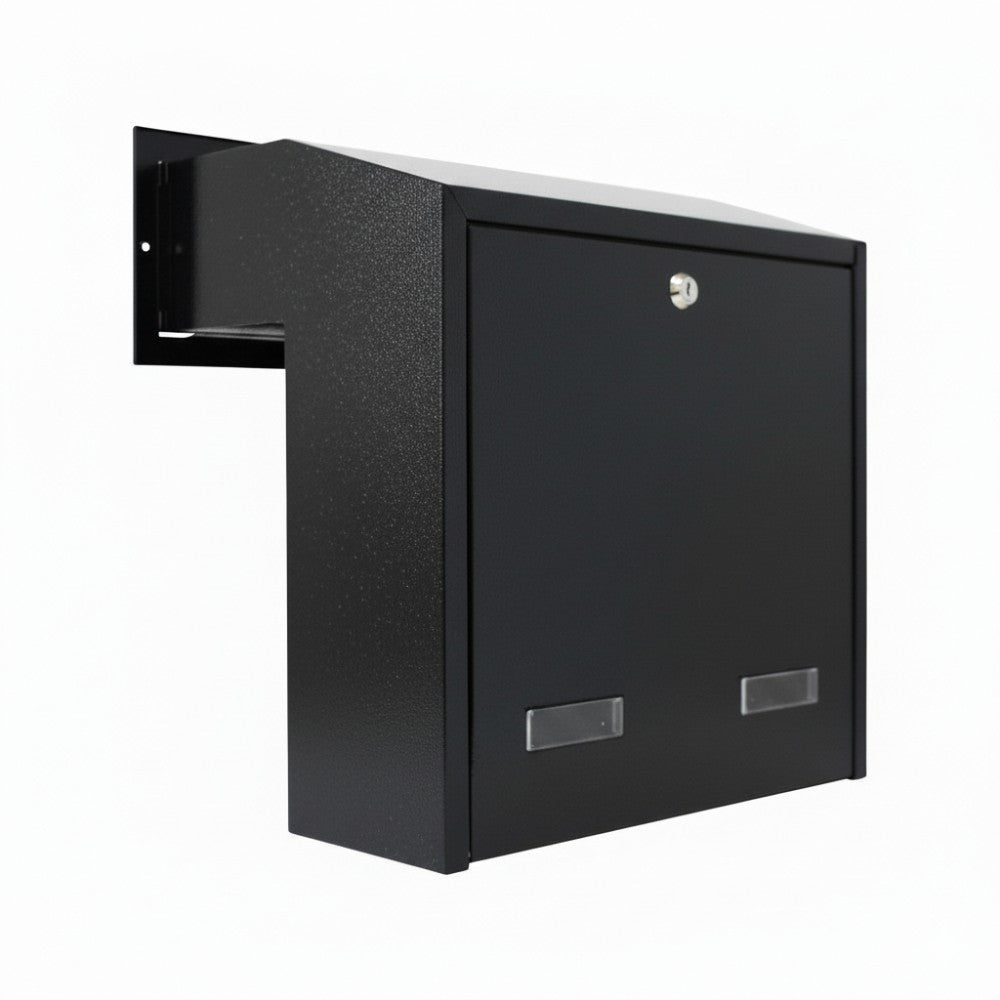 Through The Wall Letterbox   W3 4 XL In Matt Black   Rear View Rear Access