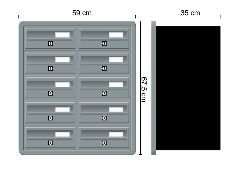 Tocco Di Italia Modular 270 Recess Mounted Post Boxes for Flats Anthracite Grey