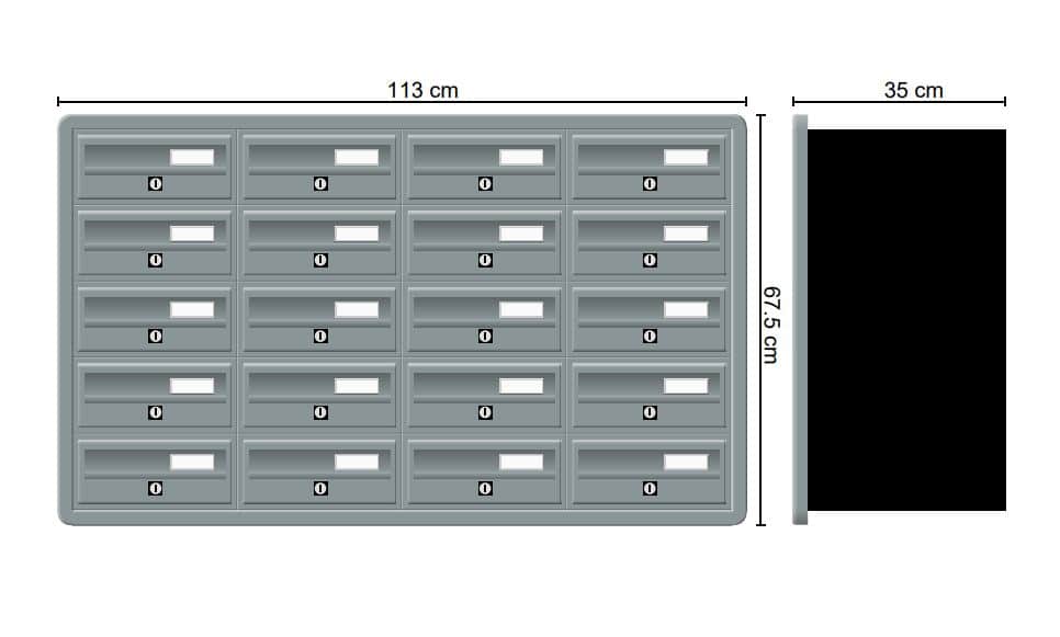 Tocco Di Italia Modular 270 Recess Mounted Post Boxes for Flats Anthracite Grey