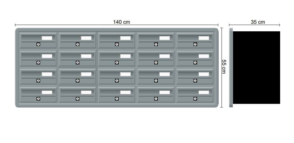Tocco Di Italia Modular 270 Recess Mounted Post Boxes for Flats Anthracite Grey