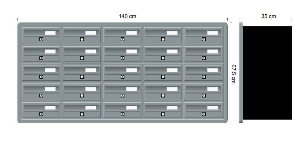 Tocco Di Italia Modular 270 Recess Mounted Post Boxes for Flats Anthracite Grey