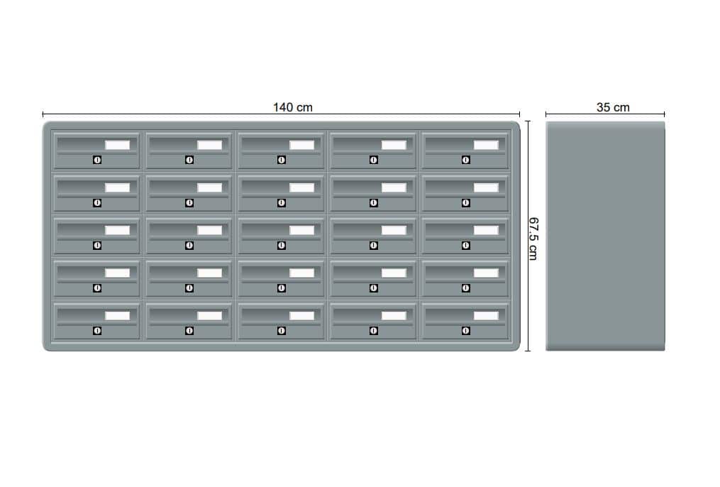 Tocco Di Italia Modular 270 Wall Mounted Post Boxes for Flats Anodized Silver