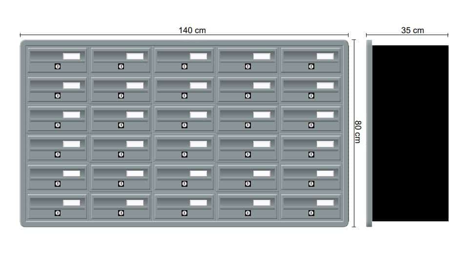 Tocco Di Italia Modular 270 Recess Mounted Post Boxes for Flats Anthracite Grey