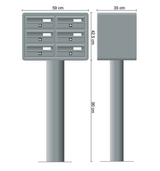 Post Boxes for Flats Internal Locking Freestanding in Anthracite Grey - Tocco Di Italia Modular 270