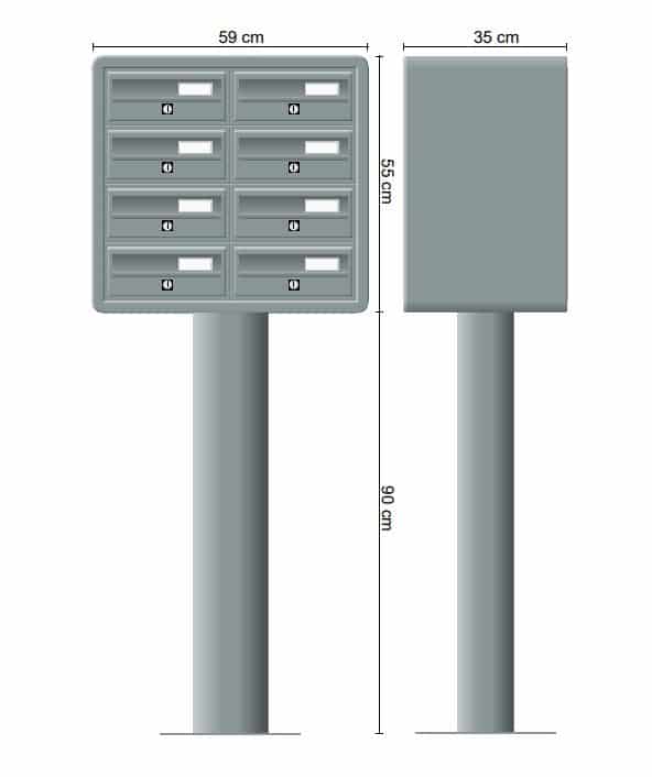 Post Boxes for Flats Internal Locking Freestanding in Anthracite Grey - Tocco Di Italia Modular 270