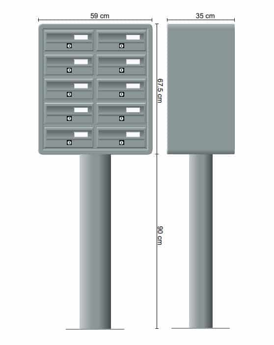 Post Boxes for Flats Internal Locking Freestanding in Anthracite Grey - Tocco Di Italia Modular 270