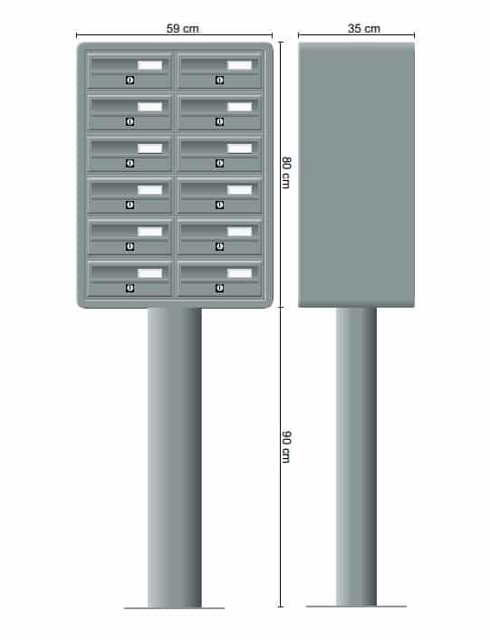 Post Boxes for Flats Internal Locking Freestanding in Anthracite Grey - Tocco Di Italia Modular 270