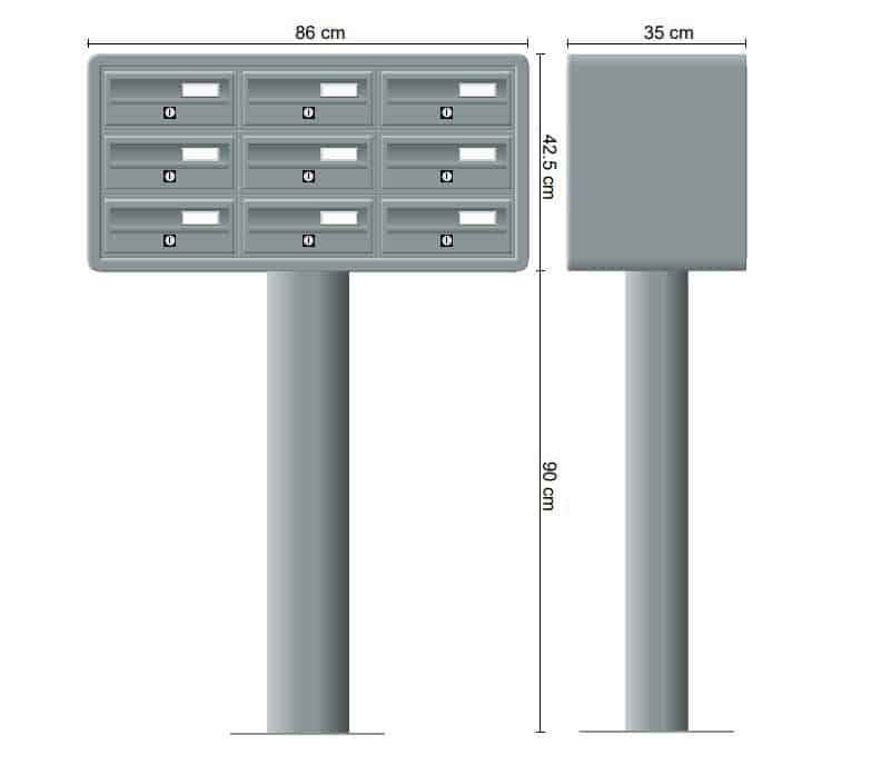 Post Boxes for Flats Internal Locking Freestanding in Anthracite Grey - Tocco Di Italia Modular 270