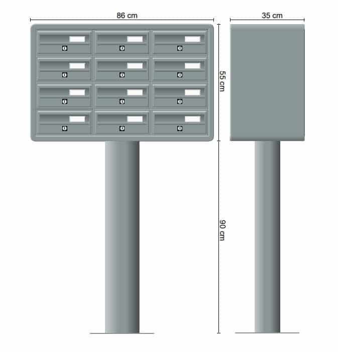 Post Boxes for Flats Free Standing Internal Locking in Anodized Silver - Tocco Di Italia Modular 270