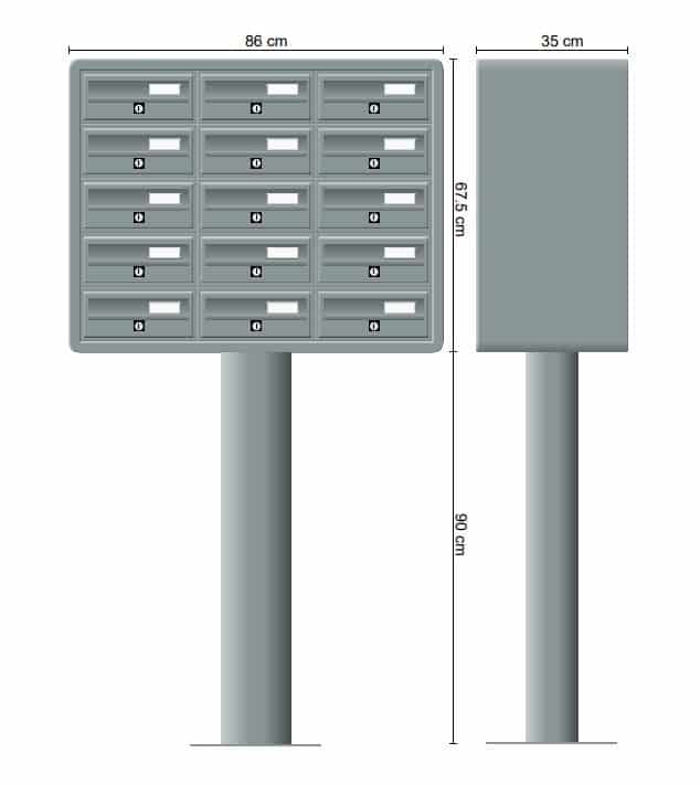 Post Boxes for Flats Free Standing Internal Locking in Anodized Silver - Tocco Di Italia Modular 270
