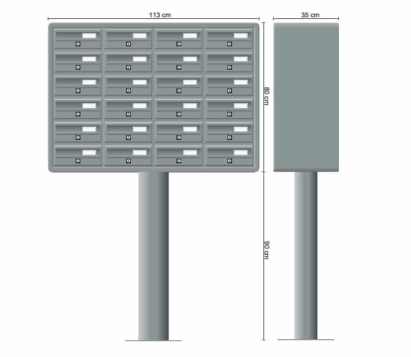 Post Boxes for Flats Free Standing Internal Locking in Anodized Silver - Tocco Di Italia Modular 270
