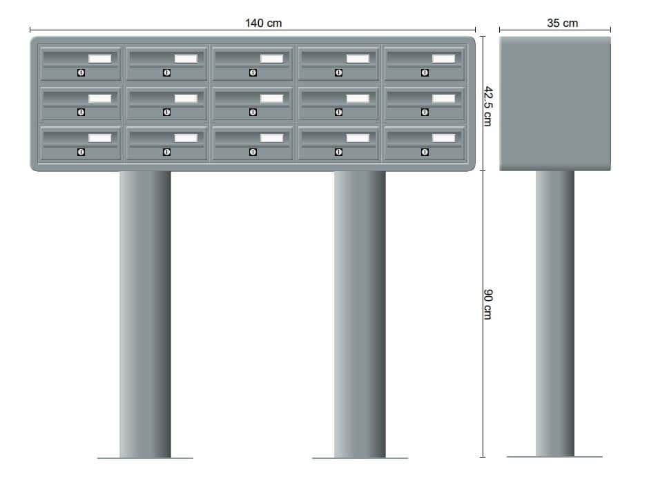 Post Boxes for Flats Free Standing Internal Locking in Anodized Silver - Tocco Di Italia Modular 270