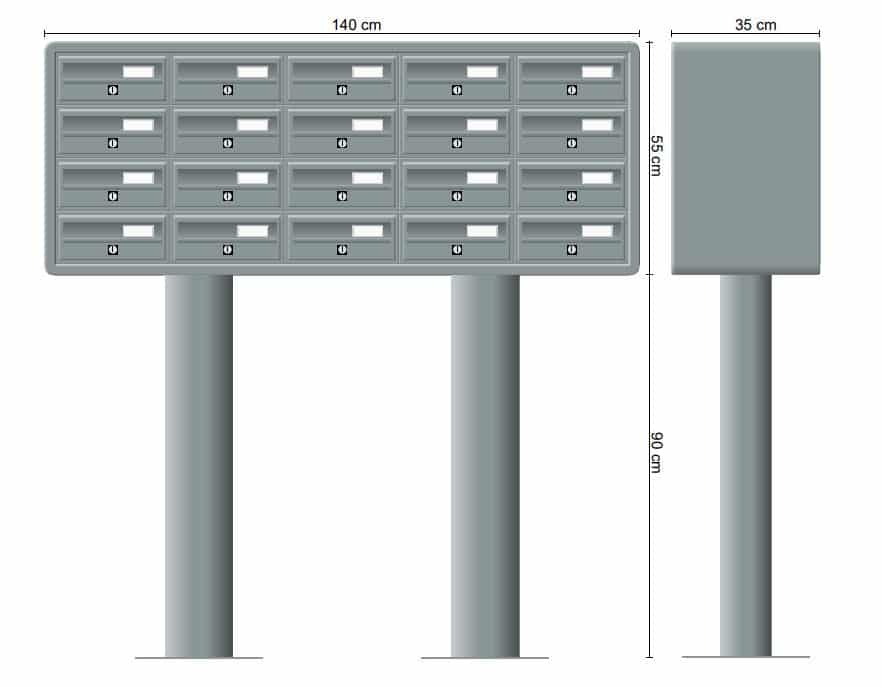 Post Boxes for Flats Internal Locking Freestanding in Anthracite Grey - Tocco Di Italia Modular 270