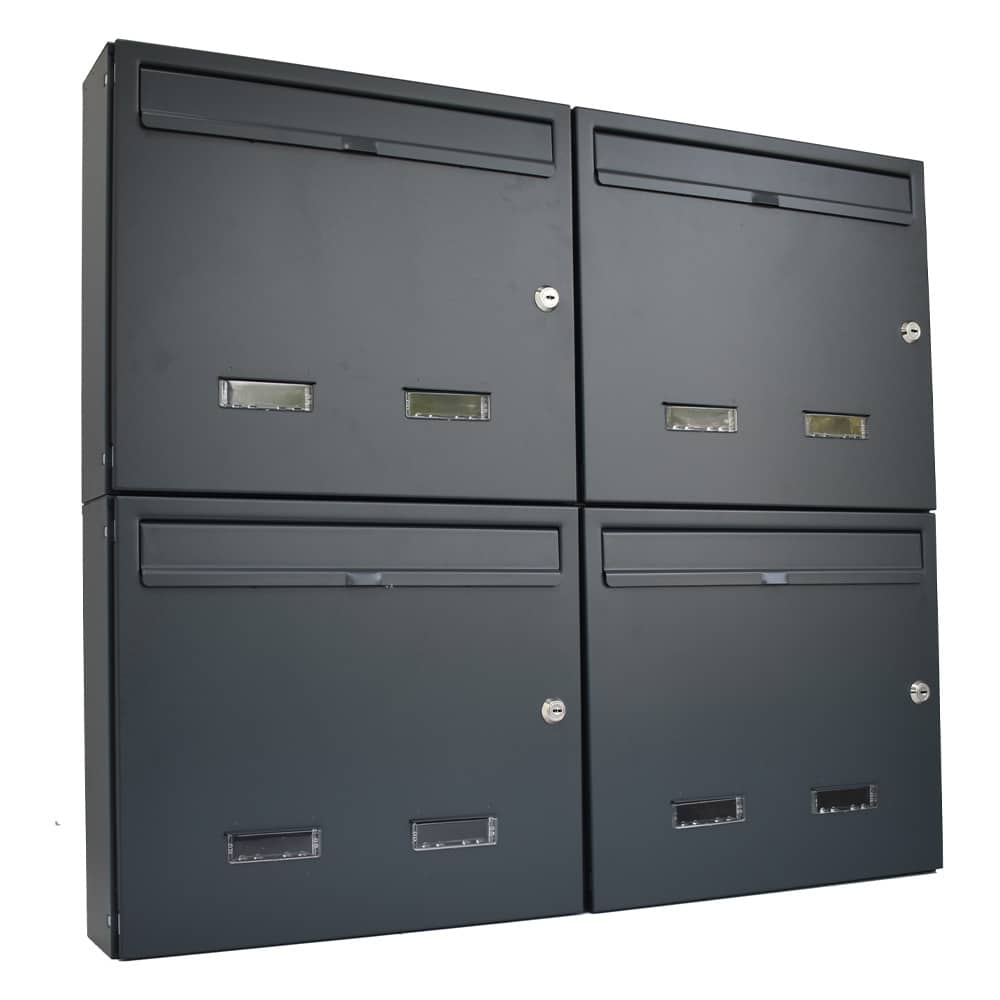W4 Wall Mounted External Letterbox Anthracite 7016 Multiple