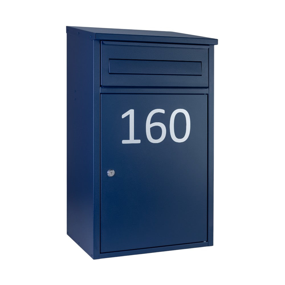 Wall Mounted Parcel Post Box   Woodpecker   Oxford Blue