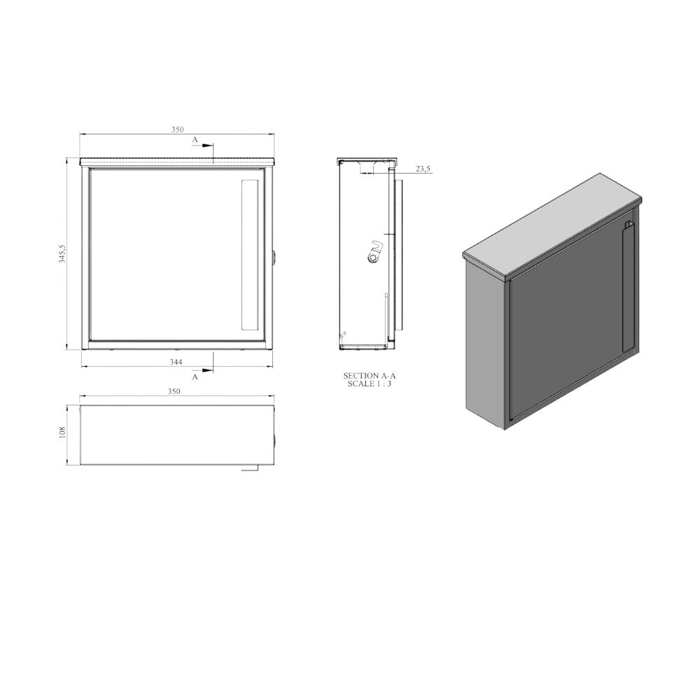 Wall Mounted Post Box   Jackdaw   Dimensions