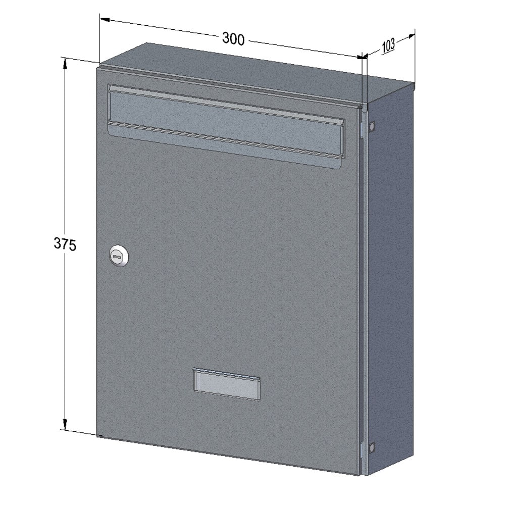 Wall Mounted Post Box Lockable Galvanised Steel W5 Urban Easy Drawings 2