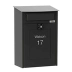 Wall Mounted Post Box Albert Black Front2