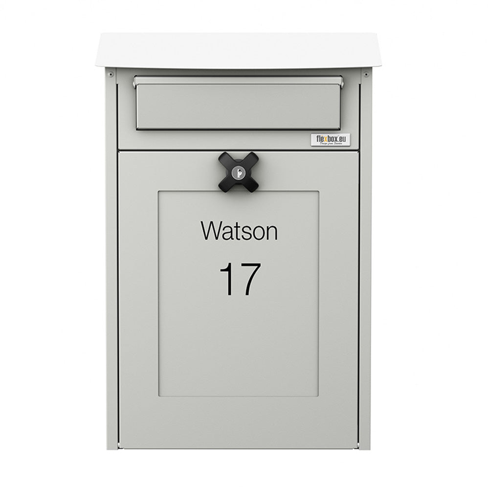 Wall Mounted Post Box Albert Light Grey Front