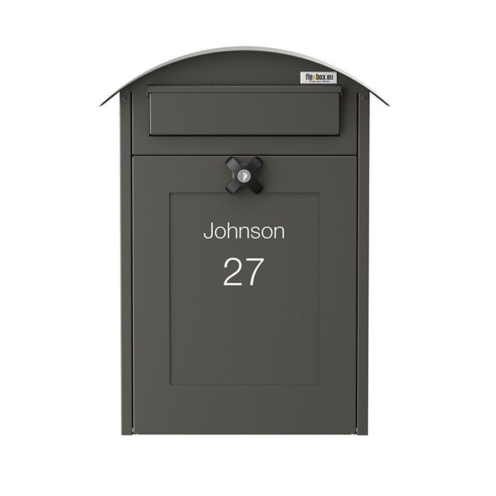 Wall Mounted Post Box Albertina Dark Grey Front