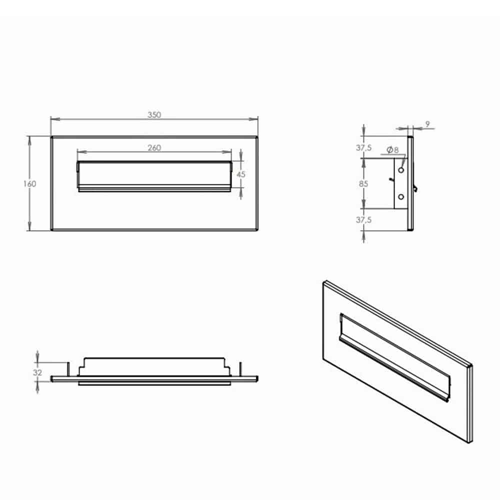 Cd 04 Throuh The Wall Post Box Front Drawing