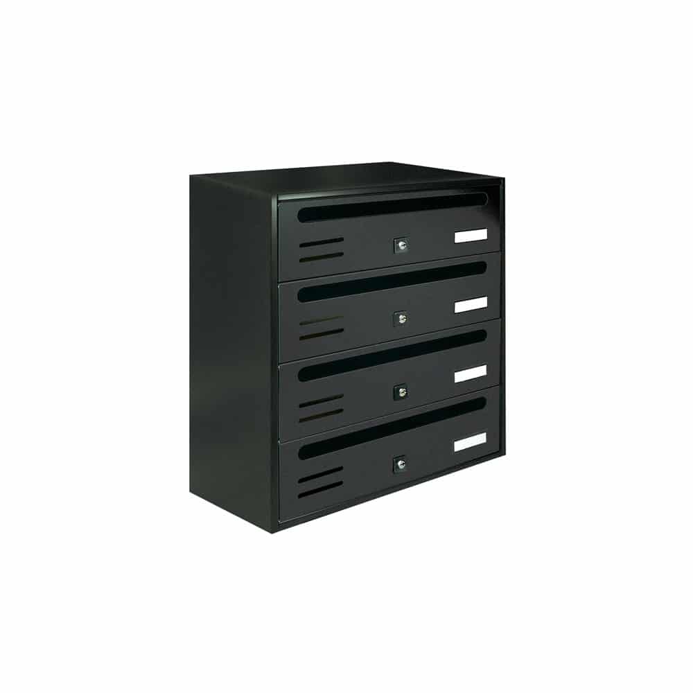 Letterboxes For Flats Cubo Dark Grey 4 Bank
