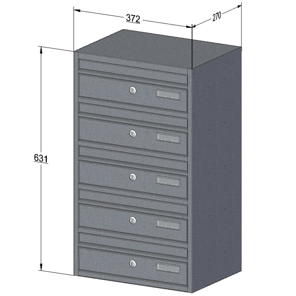 Letterboxes For Flats E1 Wall Mounted 5 Bank Dimensions