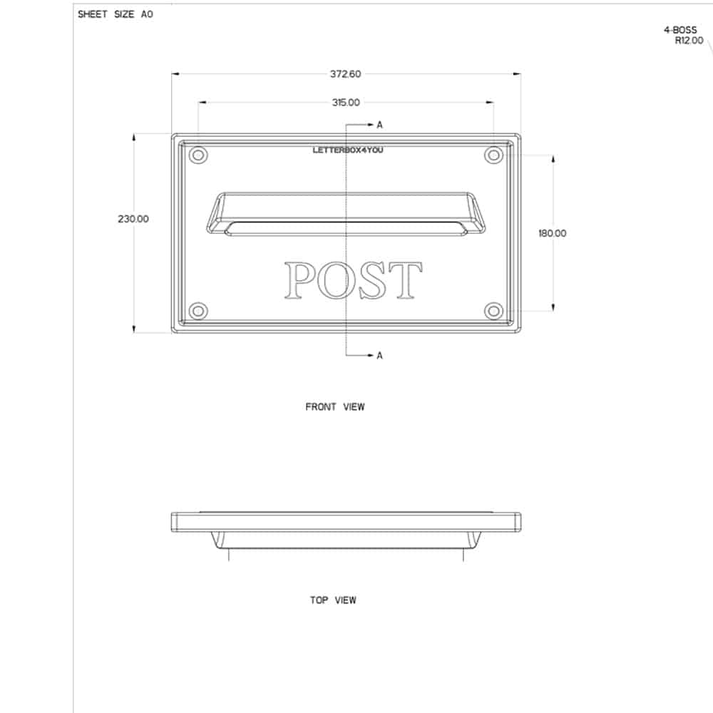 Nero Black Letter Plate Dimensions 2