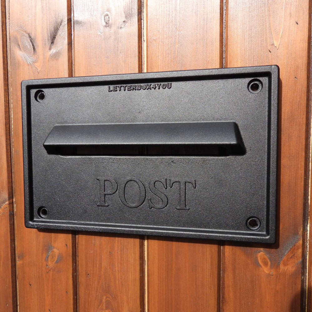 LDD-041 Nero - Through The Wall Letterbox with Cast Aluminium Front Plate