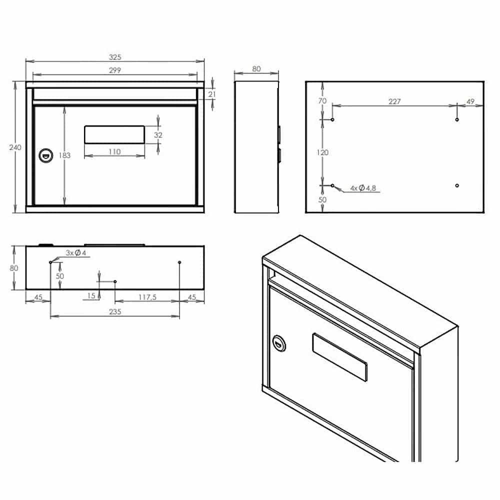Post Boxes For Flats Led 011 Drawing