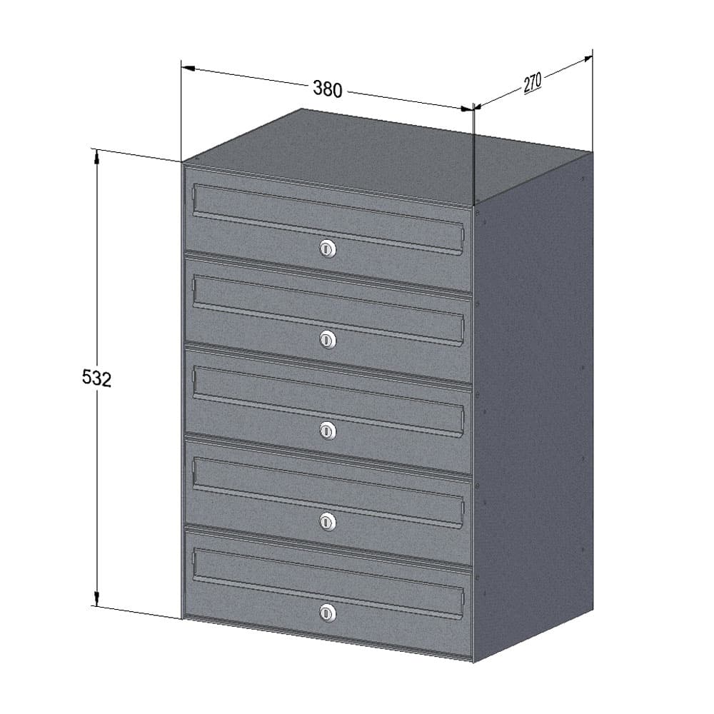 Post Boxes For Flats Mtz 5 Bank Drawing