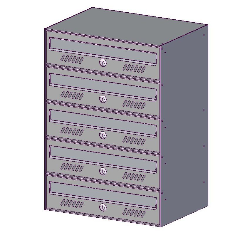 MTZ Recessed mounted multi occupancy postboxes - Bank of 5