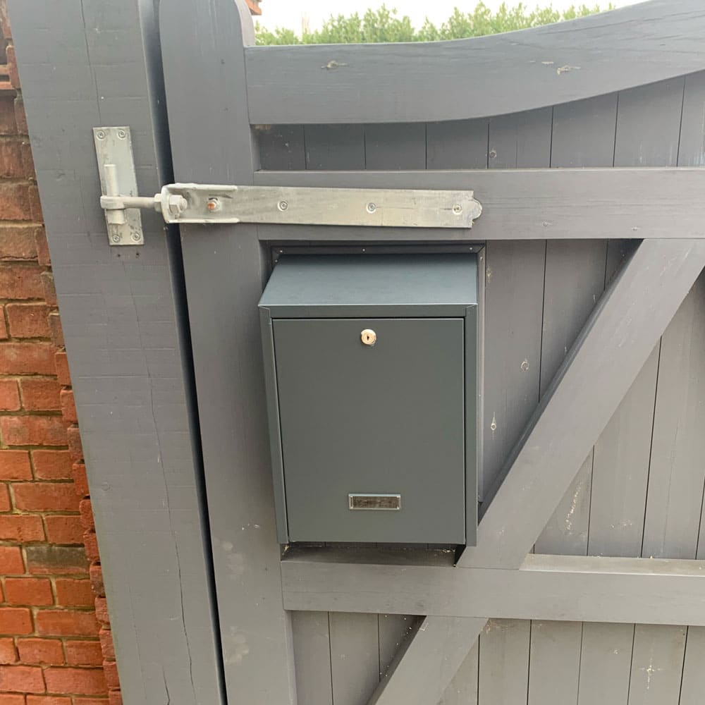 Rear Access Post Box For Gates & Fences W3 1 In Dark Grey Lifestyle Rear View Image