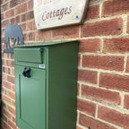Wall Mounted Letterbox Albert In Green Side View