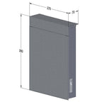 Wall Mounted Post Box Tonale Fully Open Rear Dimensions Drawing